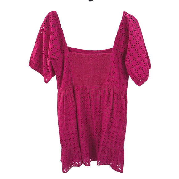 La Blanca Resortwear Dress Eyelet Lace Smocked Beach Women's Size XL Pink - Picture 4 of 8